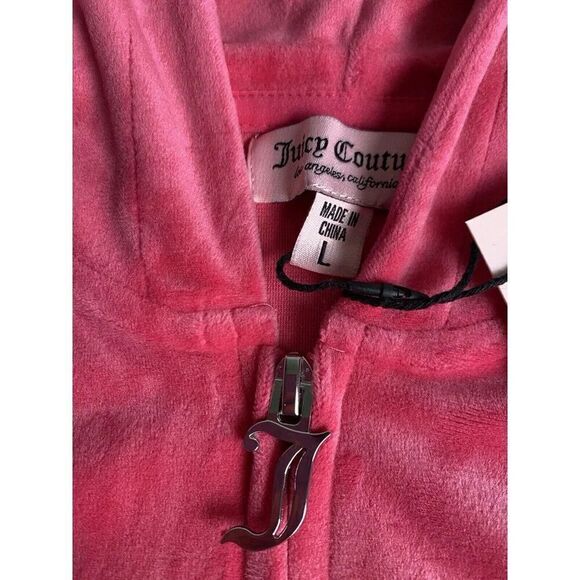 Juicy Couture Velour Track Jacket Hot Pink Full Zip Logo On The Back Women’s L - Picture 3 of 13